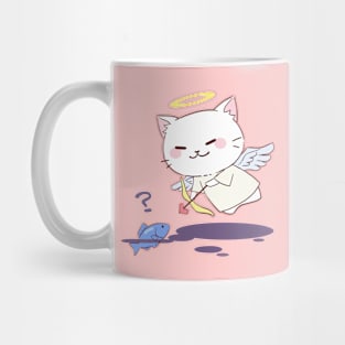 Cute Chibi Angel Cat Hunting Fish Mug